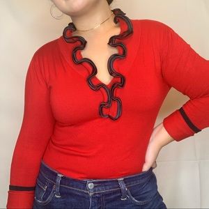 THRIFTED VINTAGE RUFFLE DETAIL SWEATER